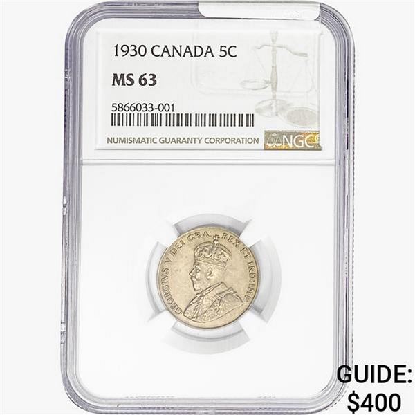 1930 Canada 5C NGC MS63