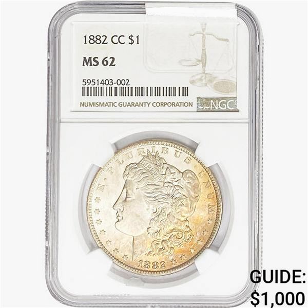 1882-CC Morgan Silver Dollar NGC MS62