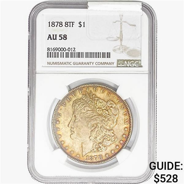 1878 8TF Morgan Silver Dollar NGC AU58