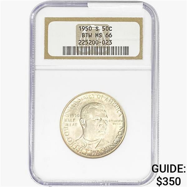 1950-S Booker T Half Dollar NGC MS66
