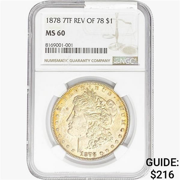 1878 REV78 Morgan Silver Dollar NGC MS60