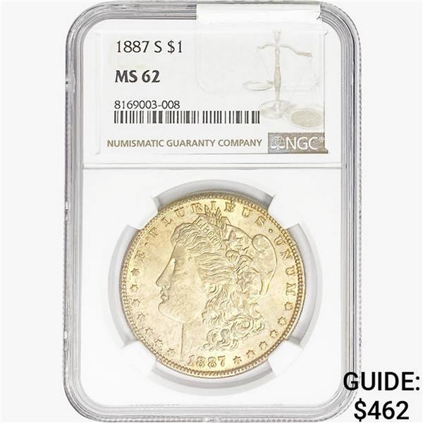 1887-S Morgan Silver Dollar NGC MS62