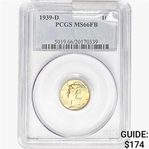 1939-D Mercury Silver Dime PCGS MS66 FB