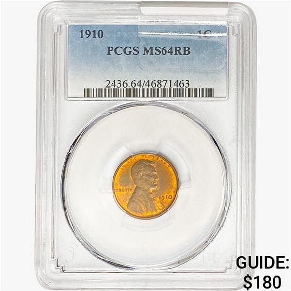 1910 Wheat Cent PCGS MS64 RB