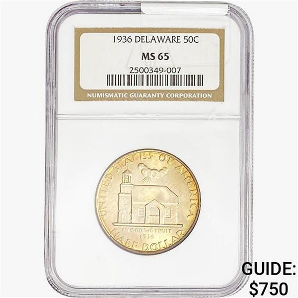 1936 Delaware Half Dollar NGC MS65