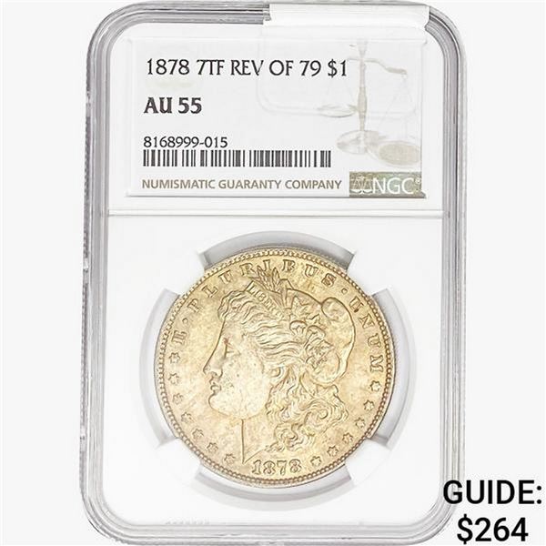 1878 REV79 Morgan Silver Dollar NGC AU55