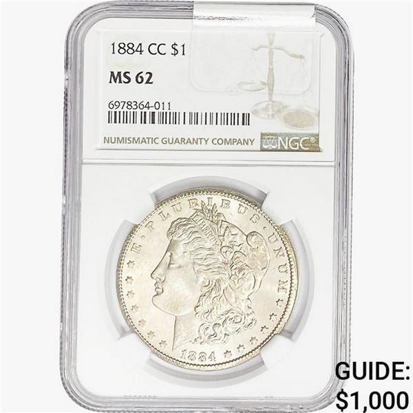 1884-CC Morgan Silver Dollar NGC MS62