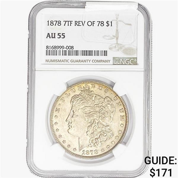 1878 REV78 Morgan Silver Dollar NGC AU55