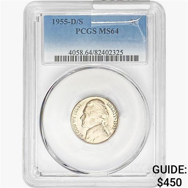 1955-D/S Jefferson Nickel PCGS MS64
