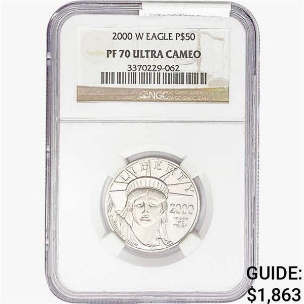 2000-W 1/2oz Platinum $50 Eagle NGC PF70 UC