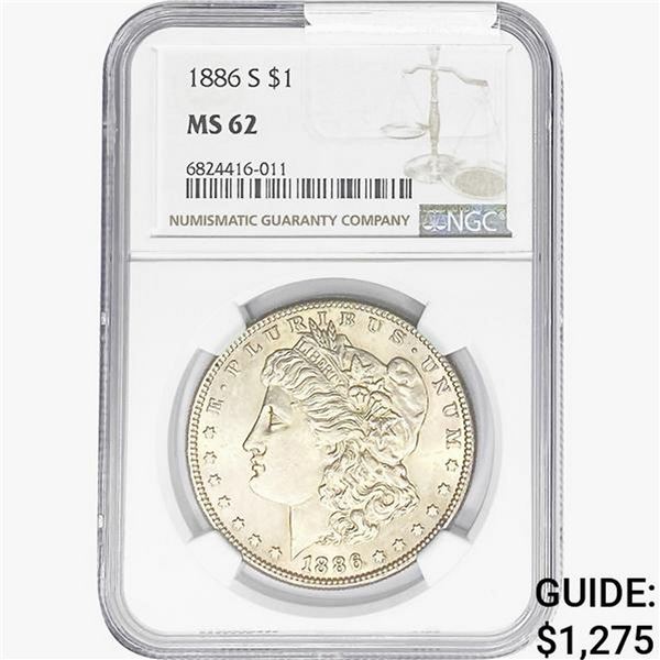 1886-S Morgan Silver Dollar NGC MS62