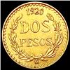 1920 Mexico Gold 2 Pesos 0.0482oz UNCIRCULATED