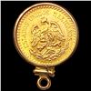 Image 2 : 1945 Mexico Gold 2.5 Pesos in Gold Bezel 0.603oz HIGH GRADE