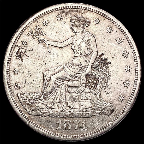 1874-CC Silver Trade Dollar CLOSELY UNCIRCULATED
