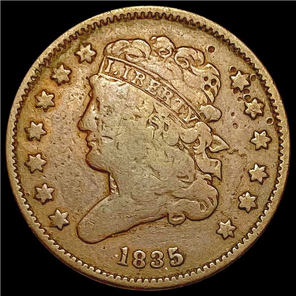 1835 Coronet Head Half Cent LIGHTLY CIRCULATED