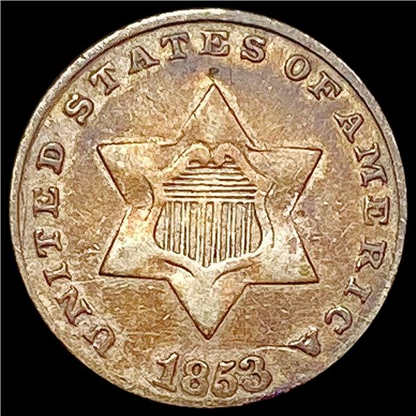 1853 Silver Three Cent CLOSELY UNCIRCULATED