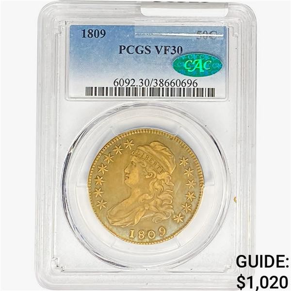 1809 CAC Capped Bust Half Dollar PCGS VF30