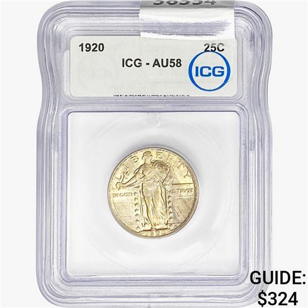 1920 Standing Liberty Quarter ICG AU58