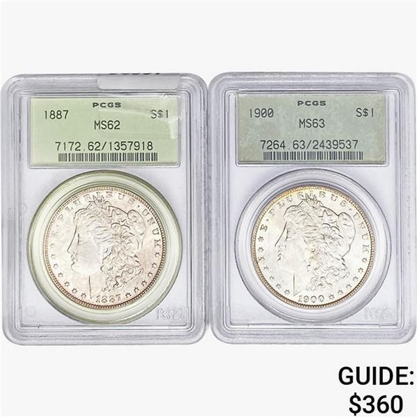 [2]1887-1900 Morgan Silver Dollar PCGS MS62-63
