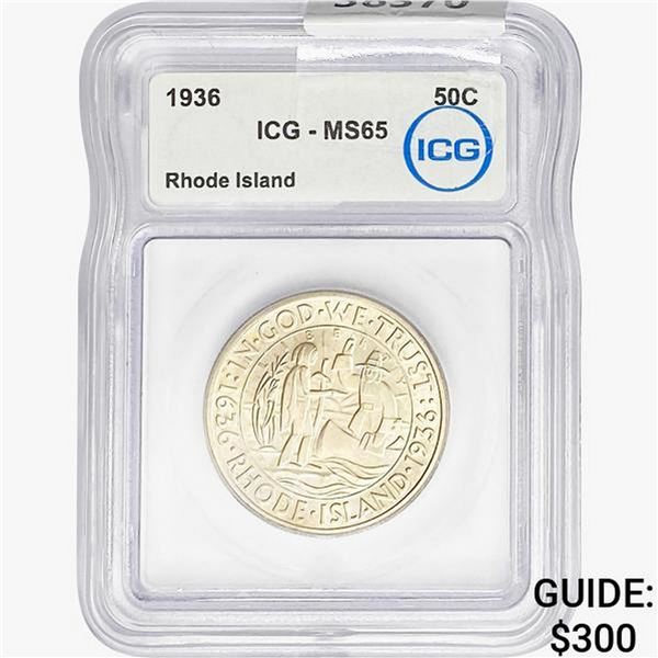 1936 Rhode Island Half Dollar ICG MS65
