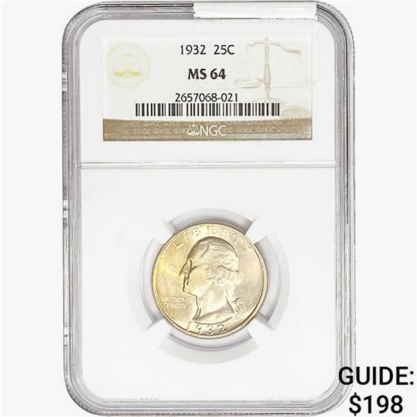 1932 Washington Silver Quarter NGC MS64
