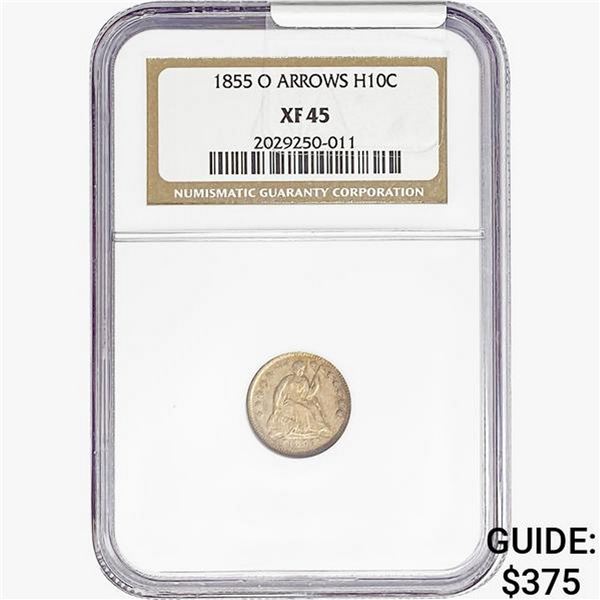 1855-O Seated Liberty Half Dime NGC XF45 Arrows