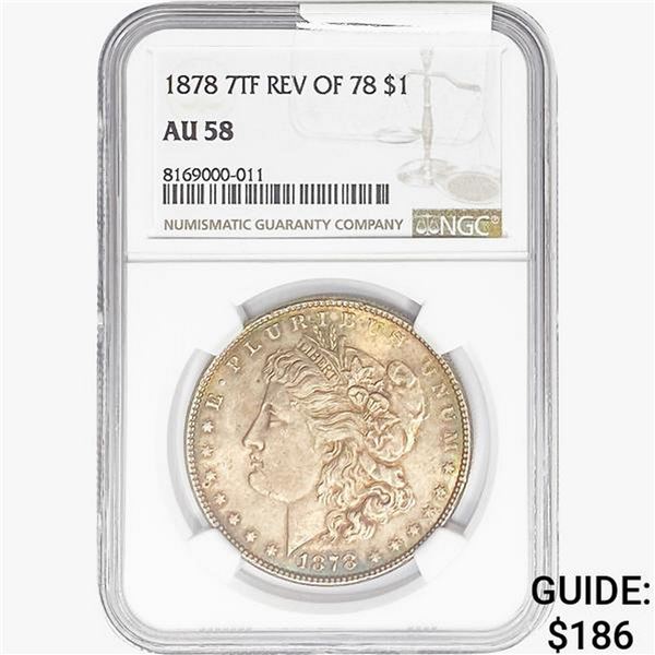 1878 REV78 Morgan Silver Dollar NGC AU58