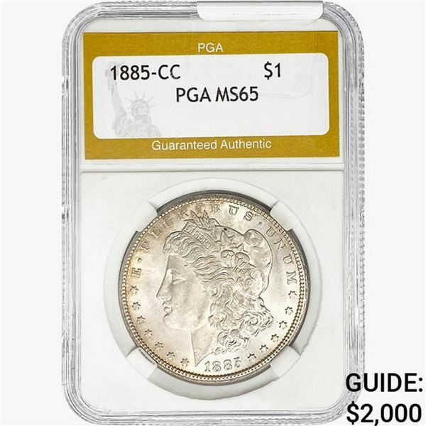 1885-CC Morgan Silver Dollar PGA MS65