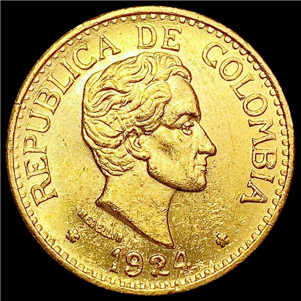 1924 Colombia Gold 5 Pesos 0.2354oz UNCIRCULATED