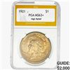 1921 Silver Peace Dollar PGA MS63+ High Relief