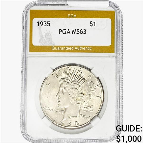 1935 Silver Peace Dollar PGA MS63