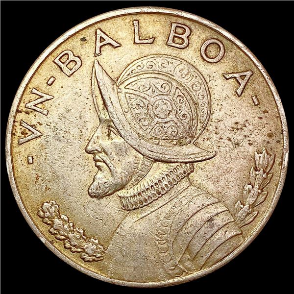 1934 Panama Silver Balboa NEARLY UNCIRCULATED