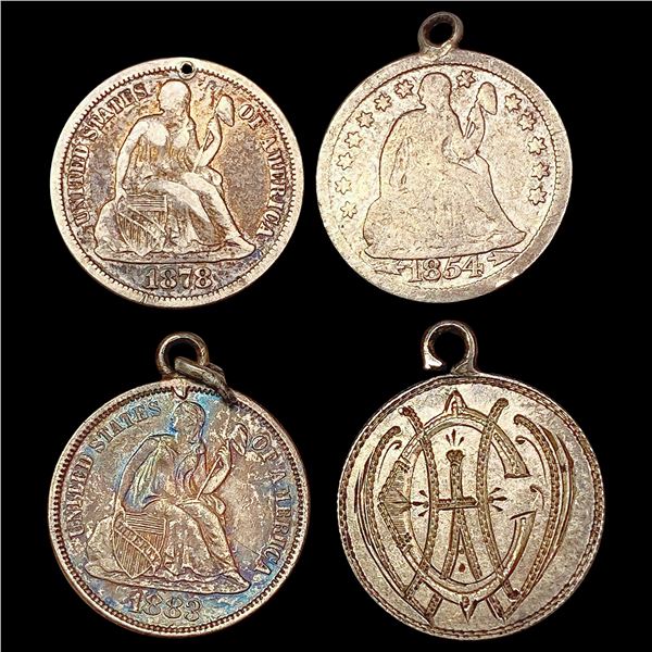 1854-1884 Seated Liberty Dimes Love Token Lot [4 Coins] HIGH GRADE
