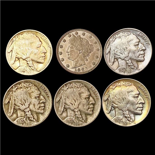 1883-1927 Varied US Nickels Lot [6 Coins] HIGH GRADE