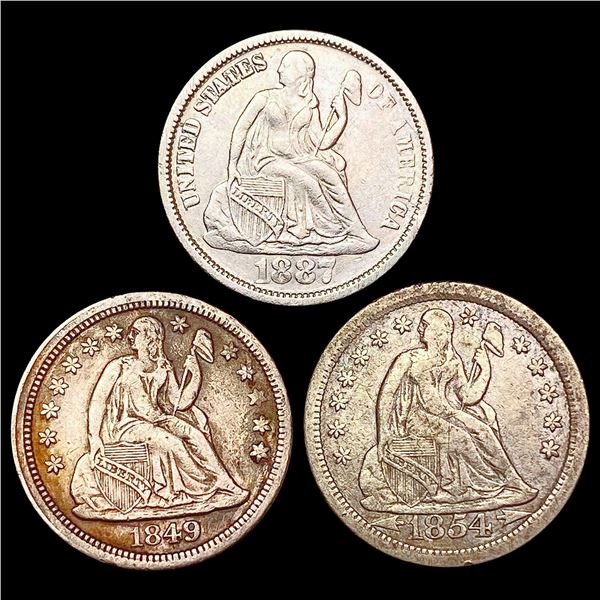1849-1887 [3] Seated Liberty Dime HIGH GRADE