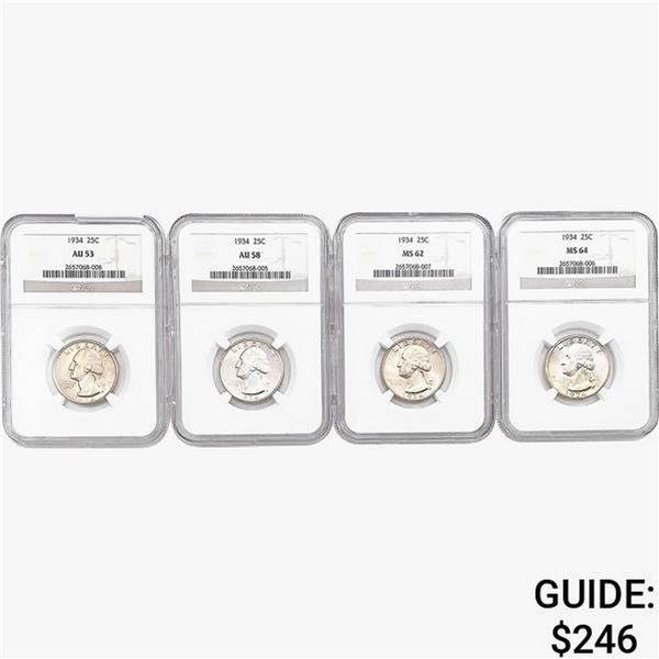 [4]1934 Washington Silver Quarter NGC AU/MS53-64