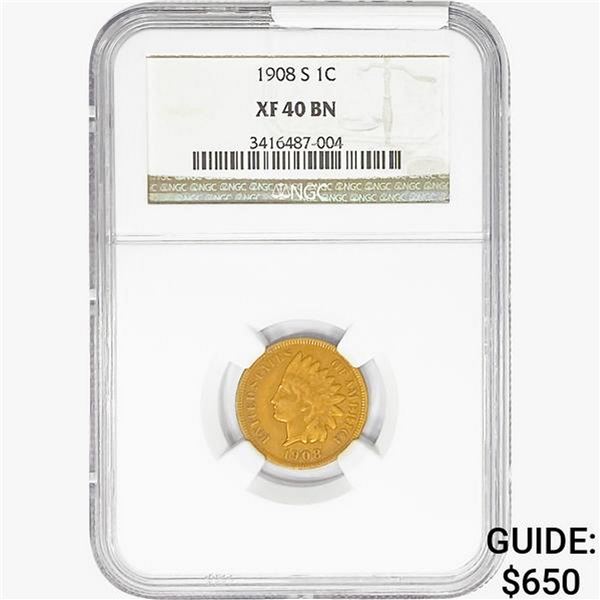 1908-S Indian Head Cent NGC XF40 BN