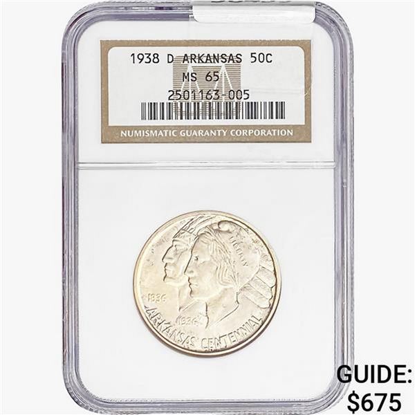 1938-D Arkansas Half Dollar NGC MS65