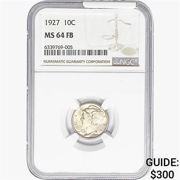 1927 Mercury Silver Dime NGC MS64 FB