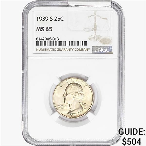 1939-S Washington Silver Quarter NGC MS65