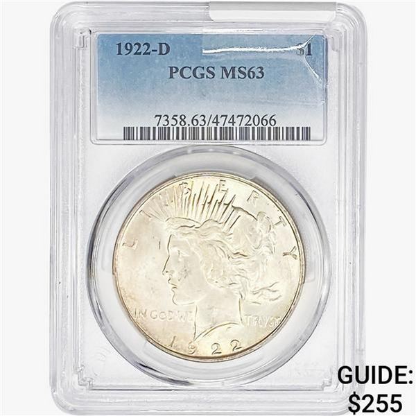 1922-D Silver Peace Dollar PCGS MS63