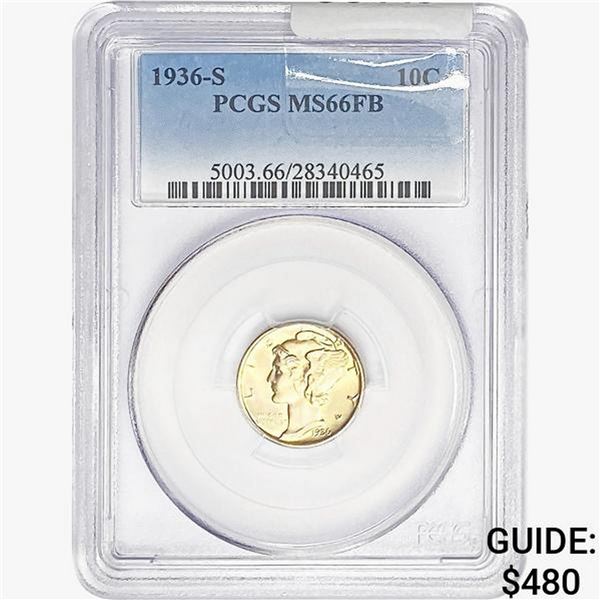 1936-S Mercury Silver Dime PCGS MS66 FB