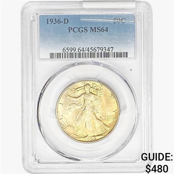 1936-D Walking Liberty Half Dollar PCGS MS64