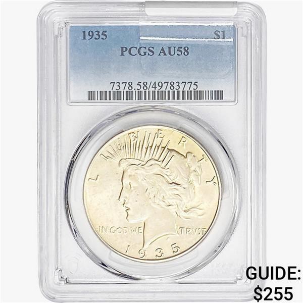 1935 Silver Peace Dollar PCGS AU58