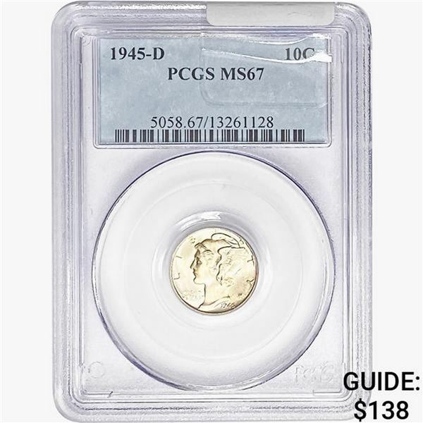 1945-D Mercury Silver Dime PCGS MS67