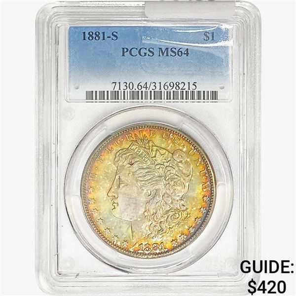1881-S Morgan Silver Dollar PCGS MS64