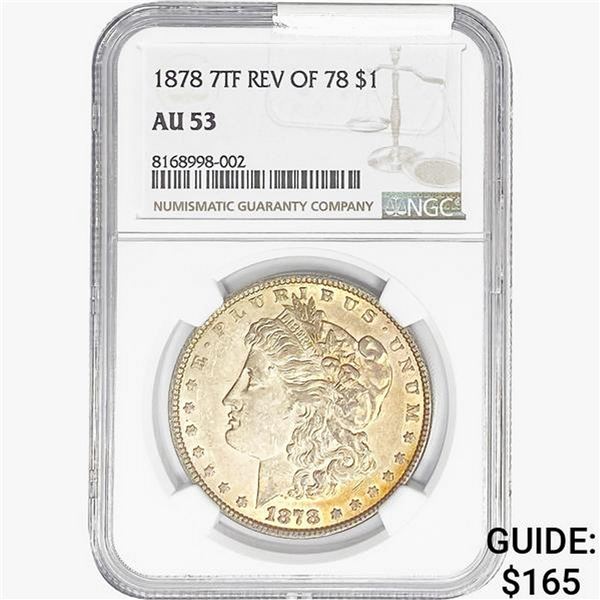 1878 REV78 Morgan Silver Dollar NGC AU53