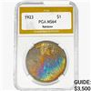 1923 Silver Peace Dollar PGA MS64 Rainbow
