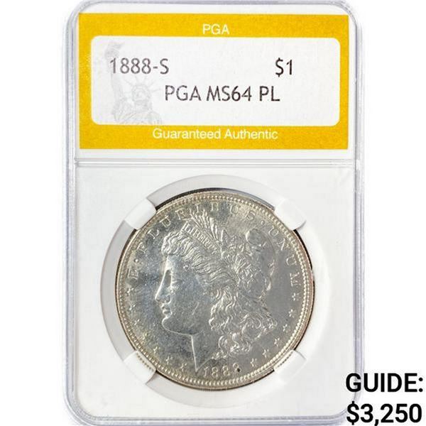 1888-S Morgan Silver Dollar PGA MS64 PL