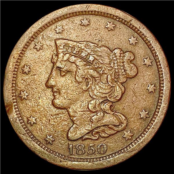 1850 Braided Hair Half Cent LIGHTLY CIRCULATED